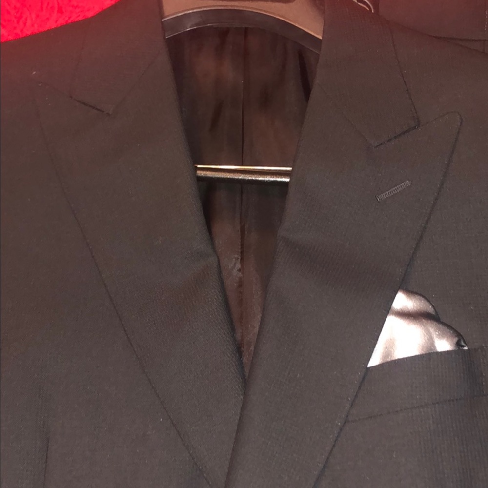 Canali black suit; elegant, clean, Italian; wool